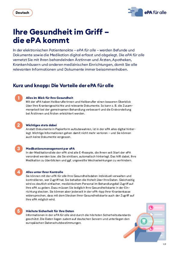 ePA: Handout für Patientinnen und Patienten